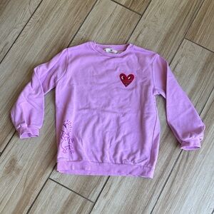 H&M Keith Haring 8/10 Kids Pink Sweatshirt with Red Heart Patch
